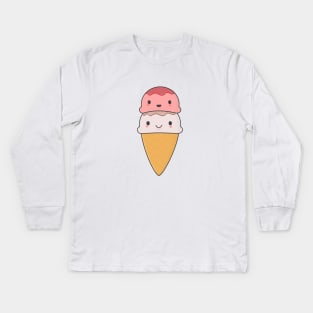 Kawaii Ice Cream Cone T-Shirt Kids Long Sleeve T-Shirt